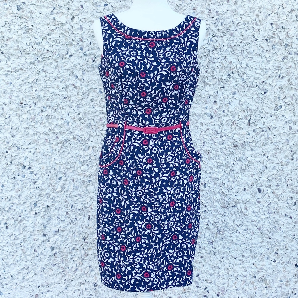 London Times Belted Dress with Pockets